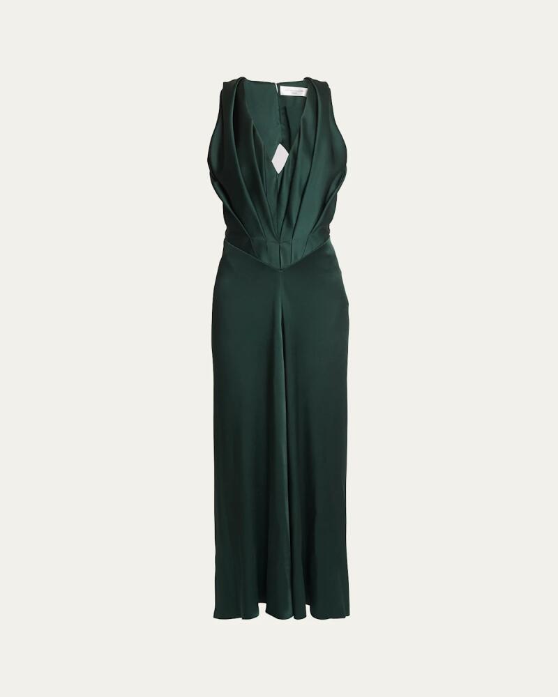 Victoria Beckham Plunging Pleated Satin Gown Cover