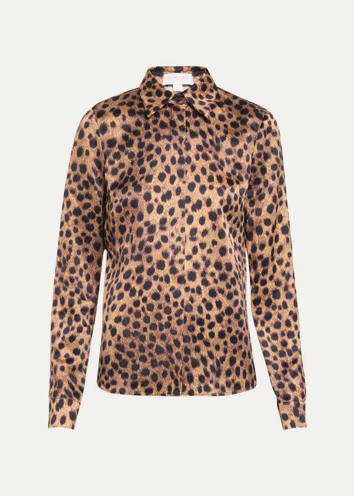 Michael Kors Collection Hansen Printed Silk Button-Front Shirt Cover