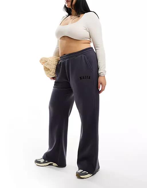 Kaiia Plus wide leg sweatpants in dark gray Cover