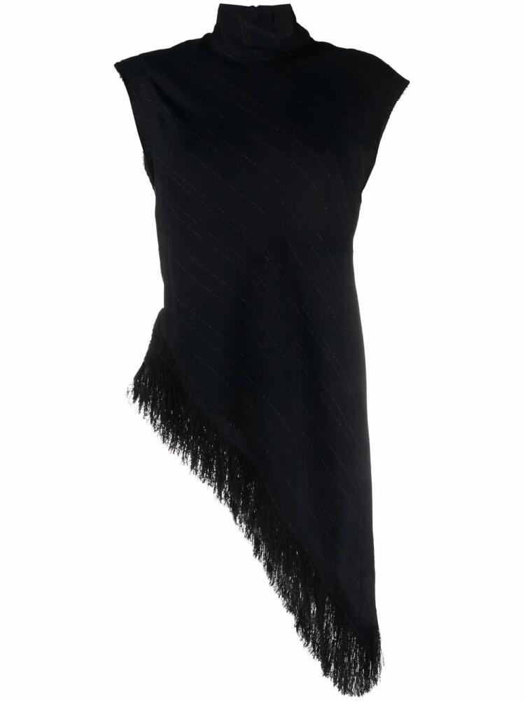 Proenza Schouler textured fringed asymmetric top - Black Cover