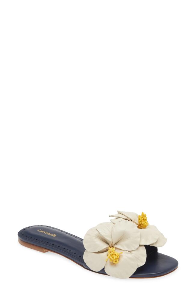 Larroudé Magnolia Slide Sandal in Blue/Ivory Cover