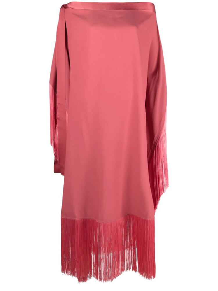 Taller Marmo neck tie-fastening fringed crepe midi dress - Pink Cover