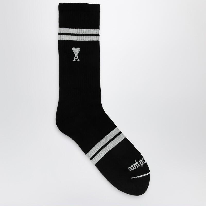 Ami Paris Black/white cotton blend socks with logo Cover