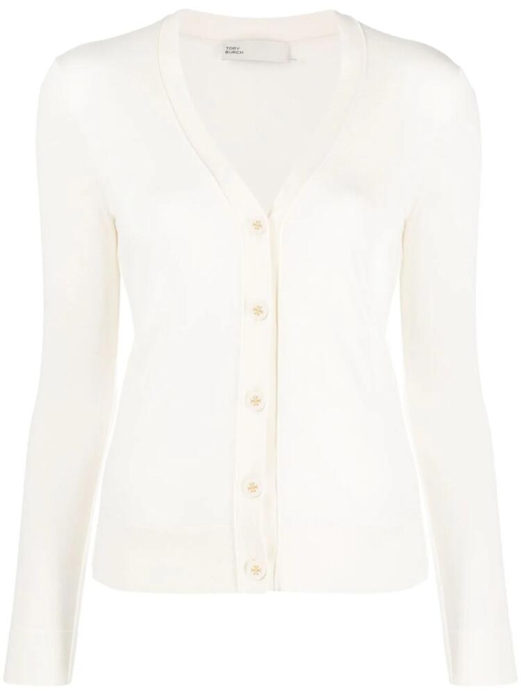 Tory Burch logo-buttons knit cardigan - White Cover