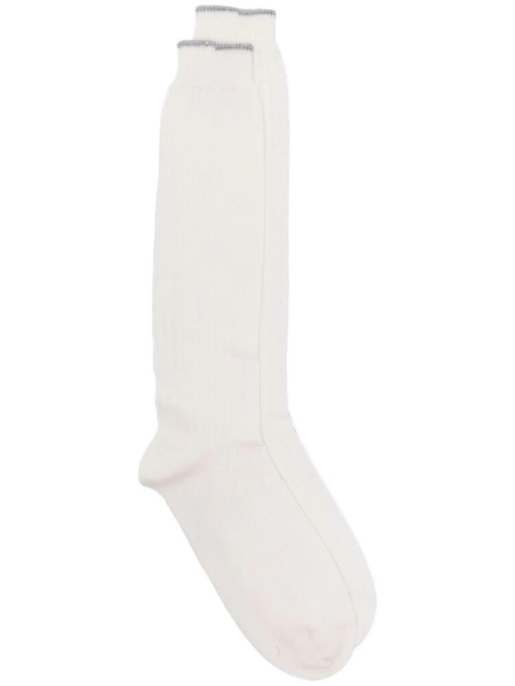 Eleventy ribbed knitted socks - White Cover