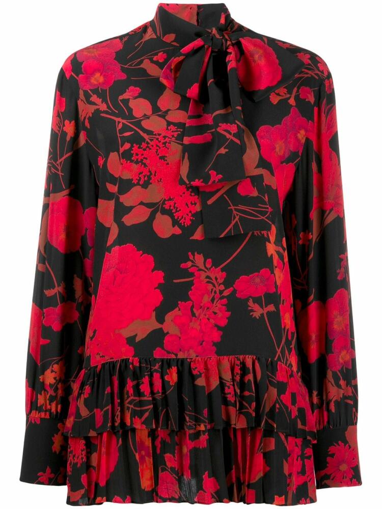 Valentino Garavani floral print pleated blouse - Black Cover