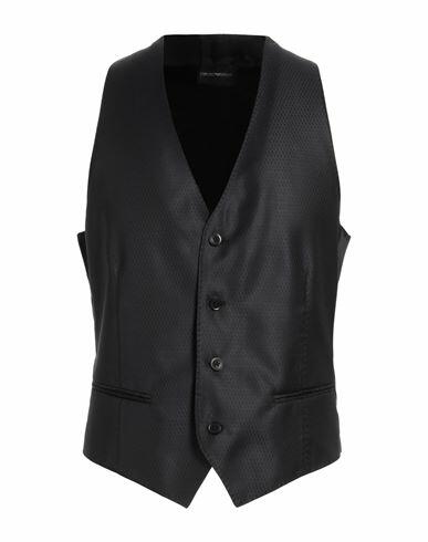 Emporio Armani Man Tailored Vest Navy blue Wool, Silk Cover