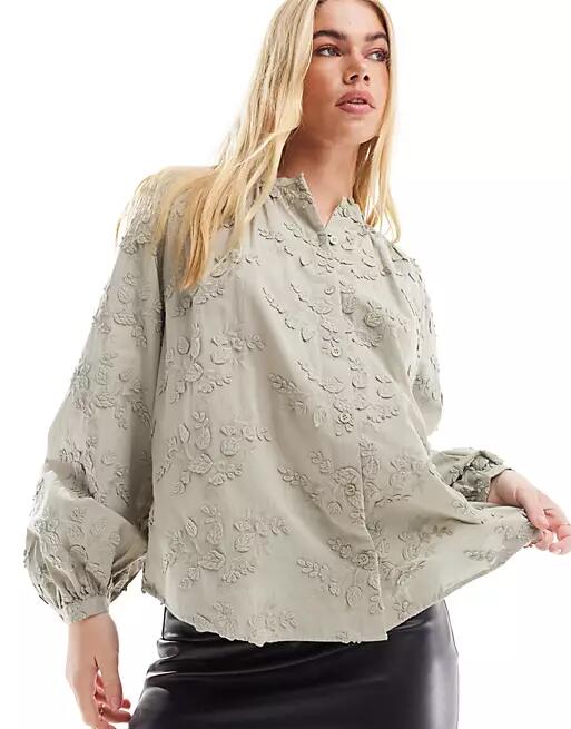 & Other Stories floral embroidered blouse in sage green Cover