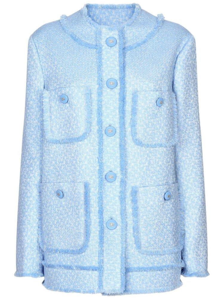 Dolce & Gabbana frayed tweed jacket - Blue Cover