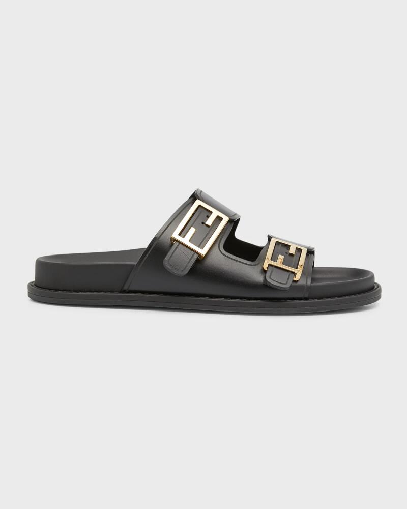 Fendi F Buckle Leather Slide Sandals Cover