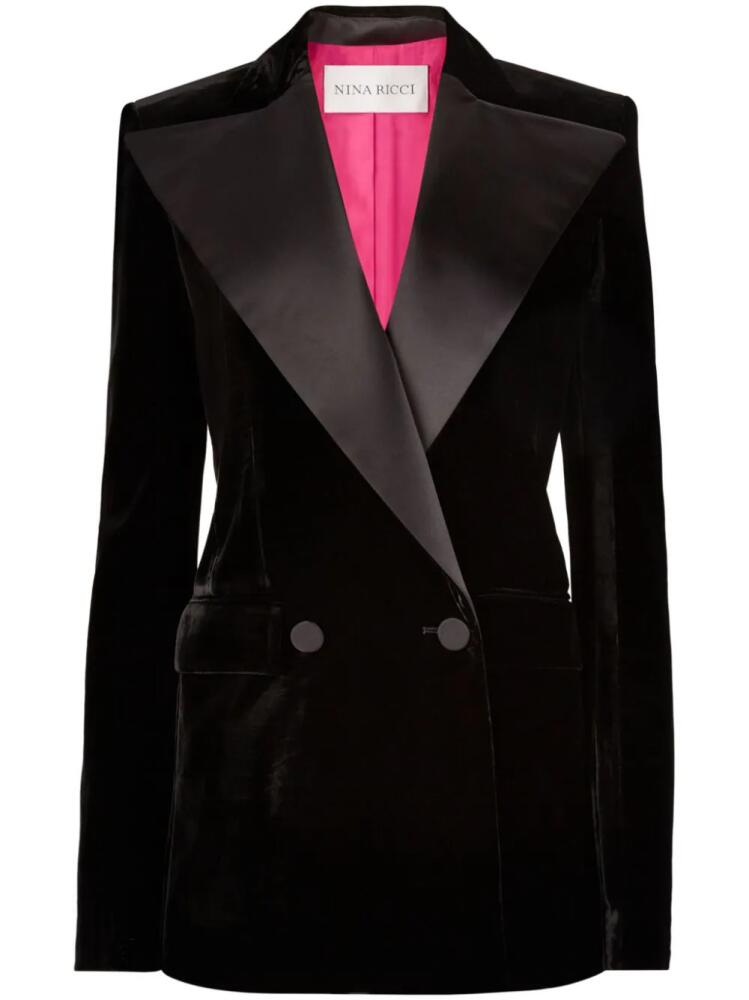 Nina Ricci double-breasted velvet blazer - Black Cover