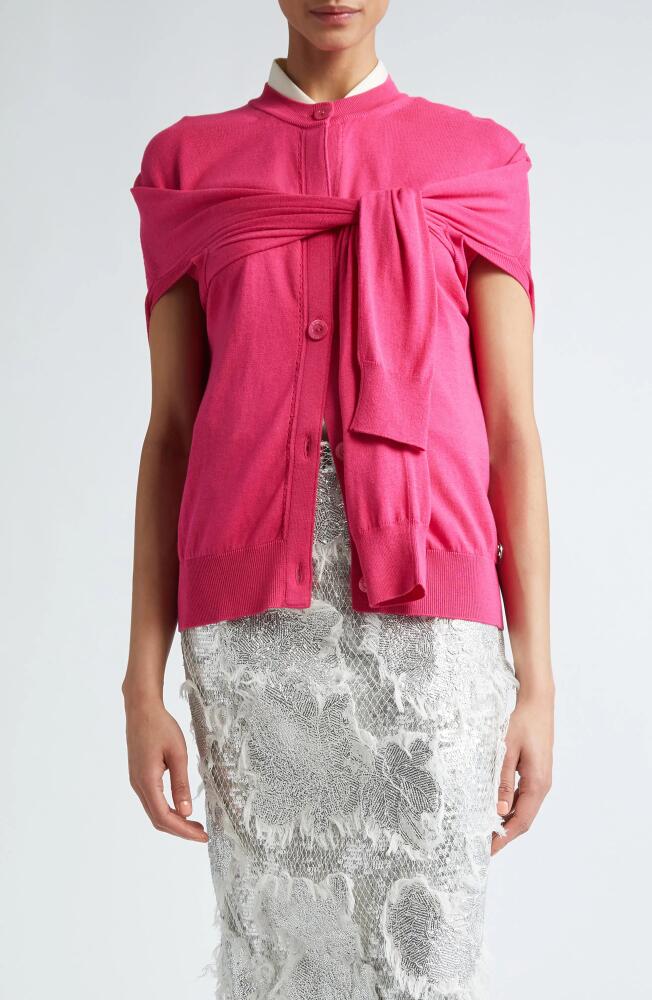 Erdem Silk & Cotton Convertible Cardigan in Hot Pink Cover