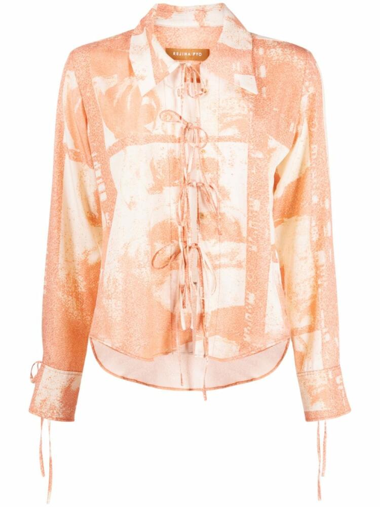 Rejina Pyo Saskia crinkled tie-detail blouse - Orange Cover