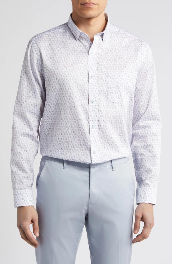 Johnston & Murphy Cocktail Print Cotton Button-Up Shirt in Pink/blue Cover