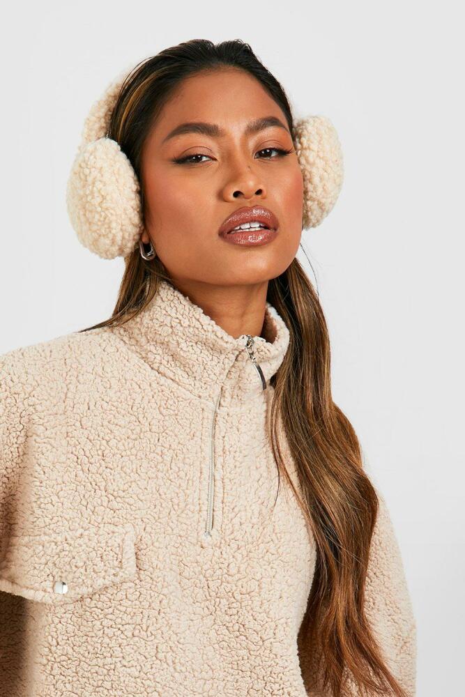 boohoo Womens Teddy Fur Earmuff - White Cover