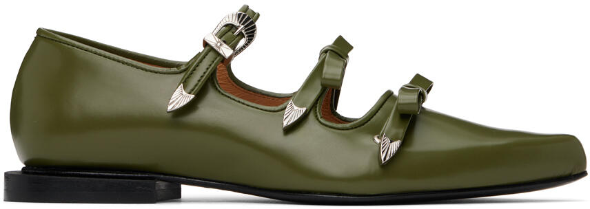 Toga Pulla SSENSE Exclusive Green Pointed Toe Ballerina Flats Cover