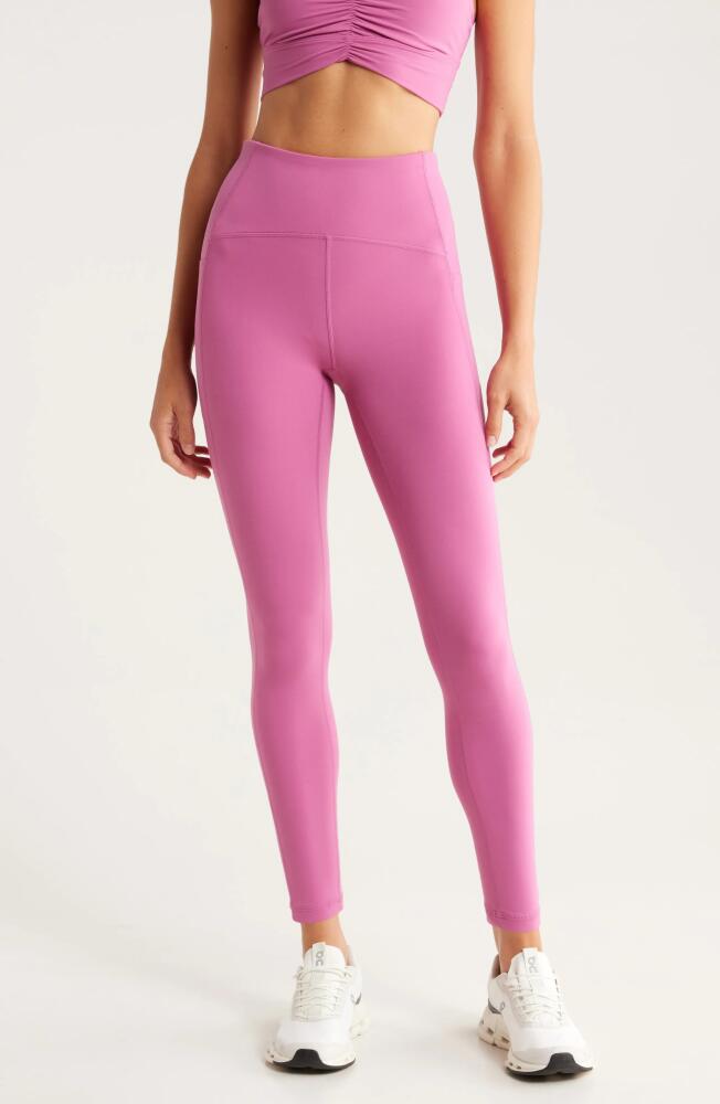 Zella Studio Luxe High Waist Pocket 7/8 Leggings in Pink Violet Cover