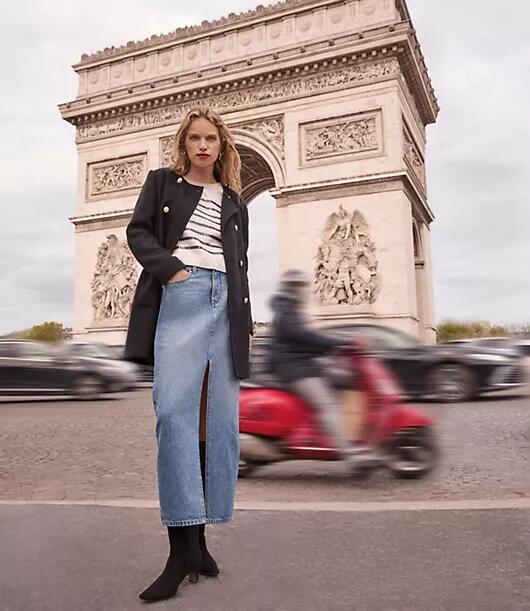 Loft Denim Midi Skirt in Classic Mid Wash Cover