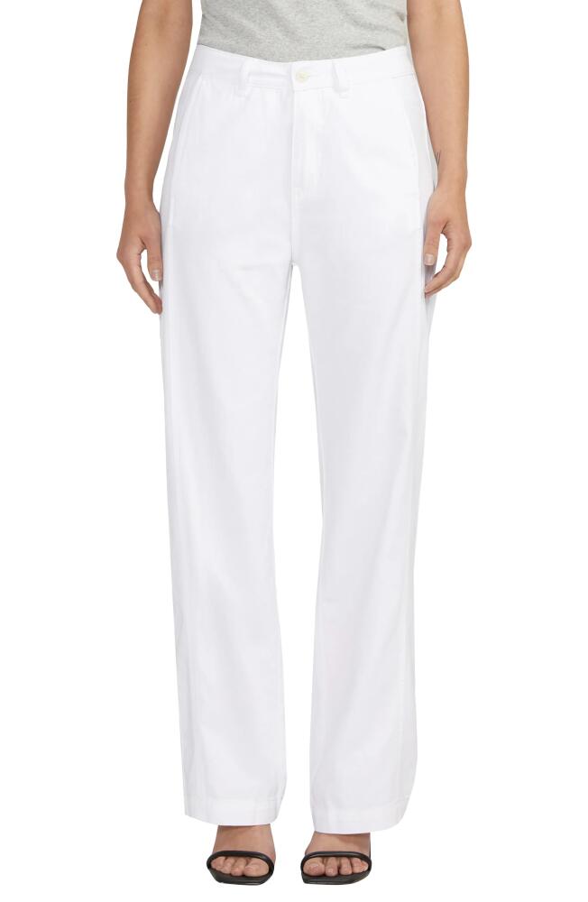 JAG High Waist Wide Leg Cotton & Linen Trousers in White Cover