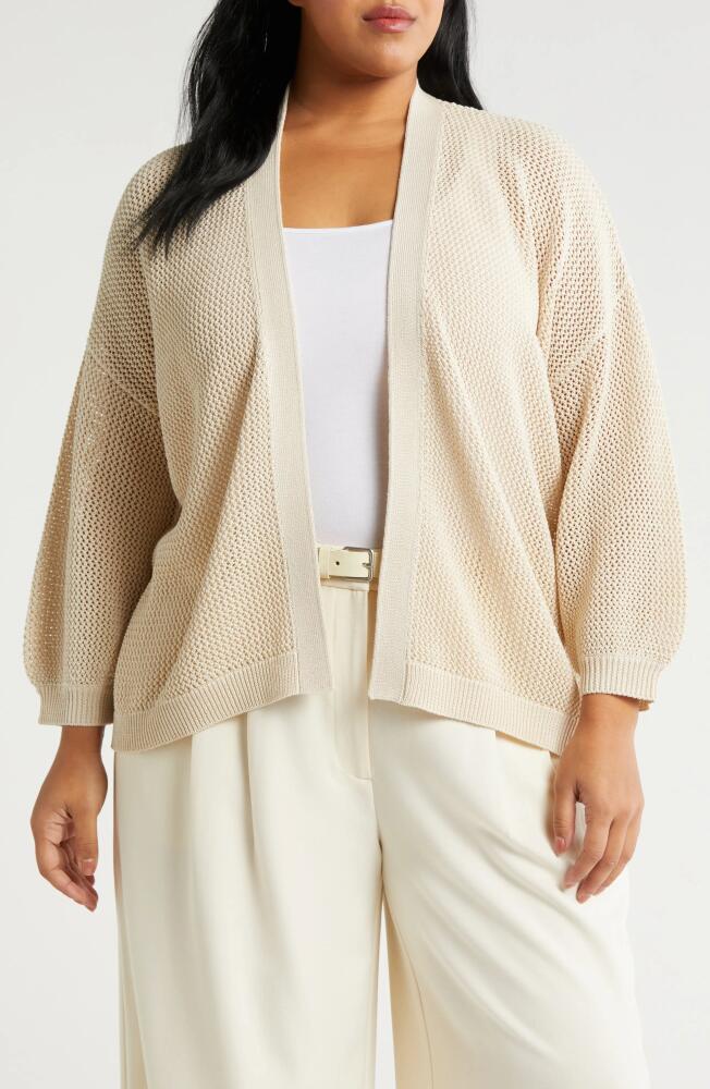 Nordstrom Open Stitch Open Front Cotton Cardigan in Beige Beach Cover