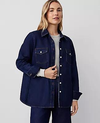 Ann Taylor Weekend Patch Pocket Denim Shirt Cover