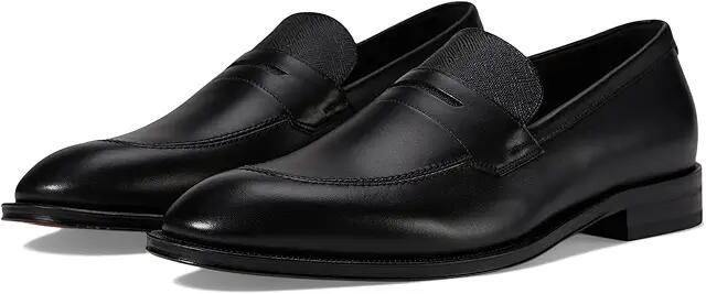 BOSS Derrek Leather Dress Penny Loafer (Black Storm) Men's Lace Up Wing Tip Shoes Cover