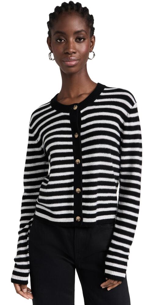 ATM Anthony Thomas Melillo Wool Cashmere With Stripe Cropped Cardigan Black/Grey Cover