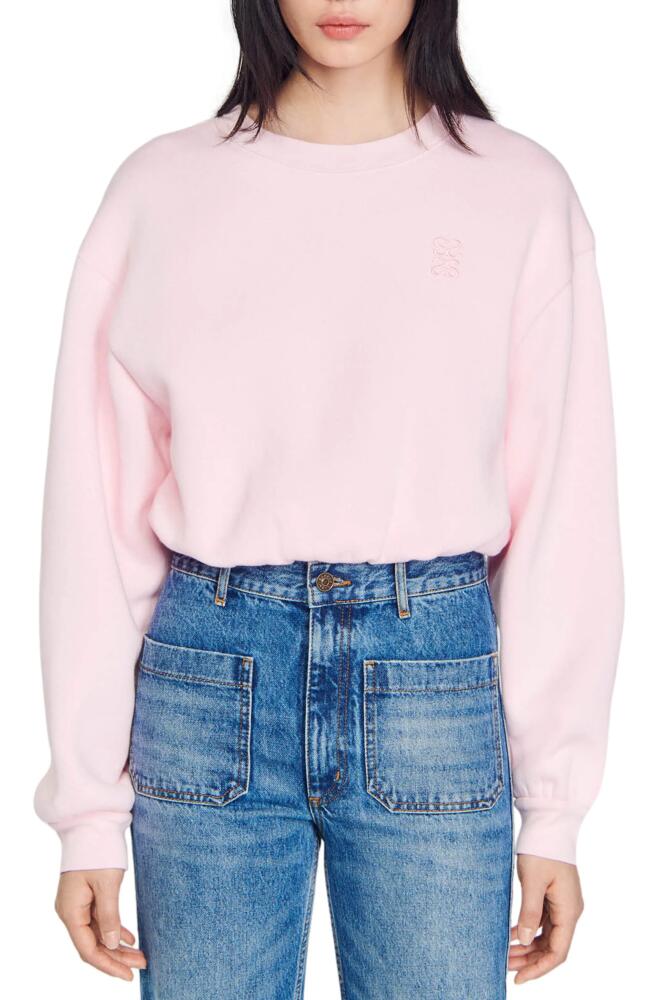 sandro Jiya Puff Sleeve Sweatshirt in Light Pink Cover