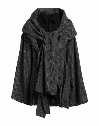 Yohji Yamamoto Woman Coat Black Wool, Polyester, Nylon, Acrylic, Rayon Cover