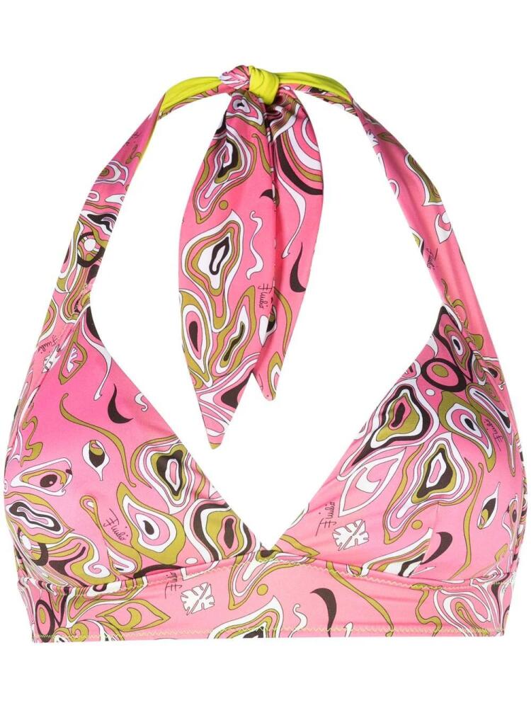 PUCCI halterneck tie bikini top - Pink Cover