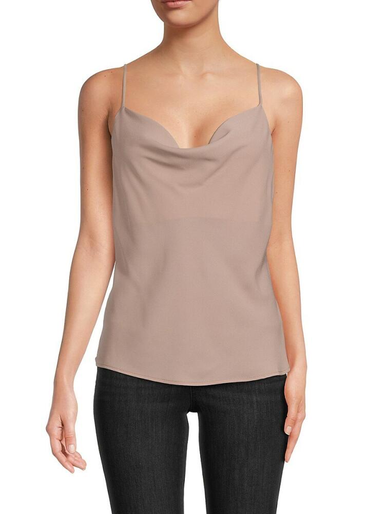 Renee C. Women's Dobby Cowlneck Satin Tank Top - Taupe Cover