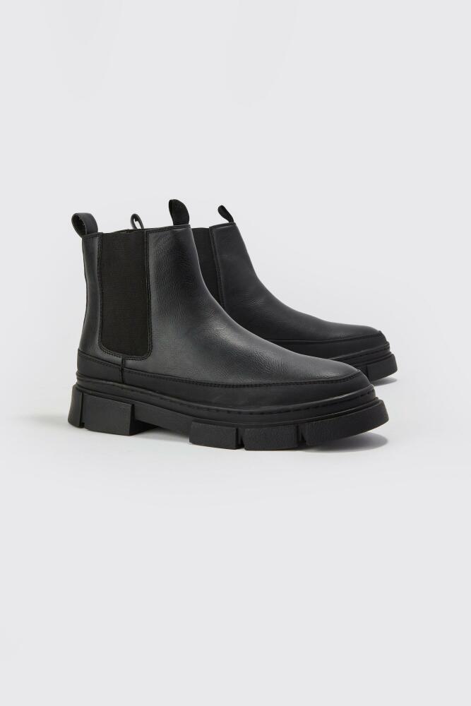 boohoo Mens Track Sole Chelsea Boot - Black Cover