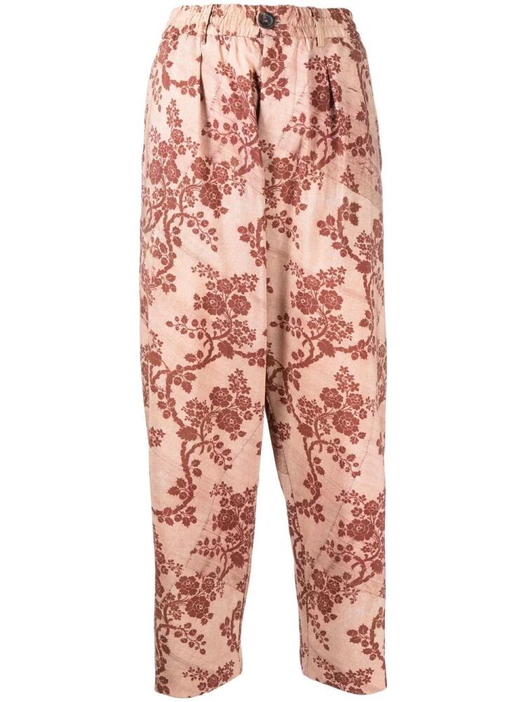 Pierre-Louis Mascia floral-print straight trousers - Brown Cover