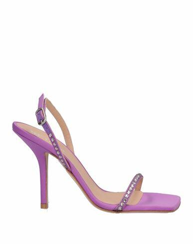 Eddy Daniele Woman Sandals Light purple Textile fibers, Swarovski Crystal Cover