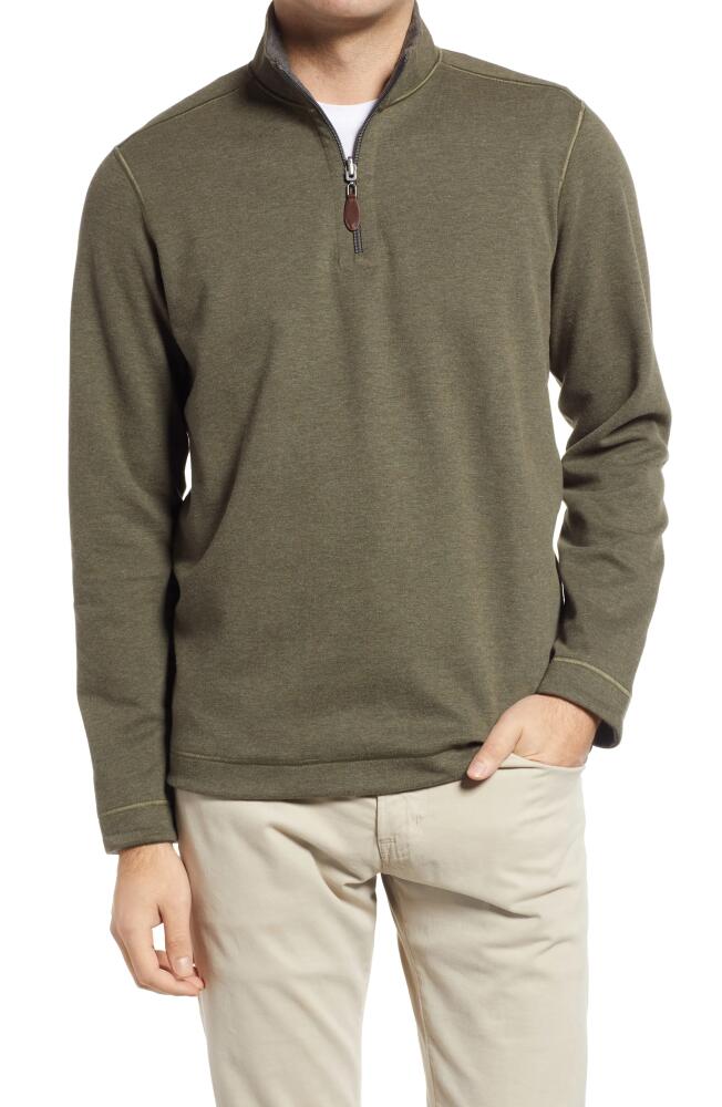 Johnston & Murphy Reversible Quarter Zip Pullover in Olive/Charcoal Cover