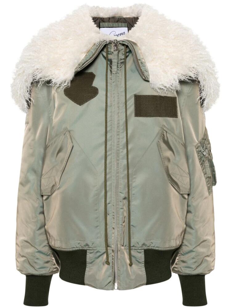 Vaquera Giant faux fur-trimmed aviator jacket - Green Cover