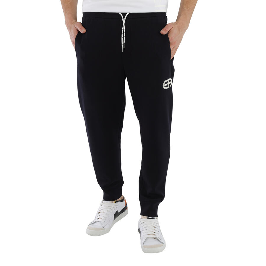 Emporio Armani Mens Navy Logo Embroidered Track Pants Cover