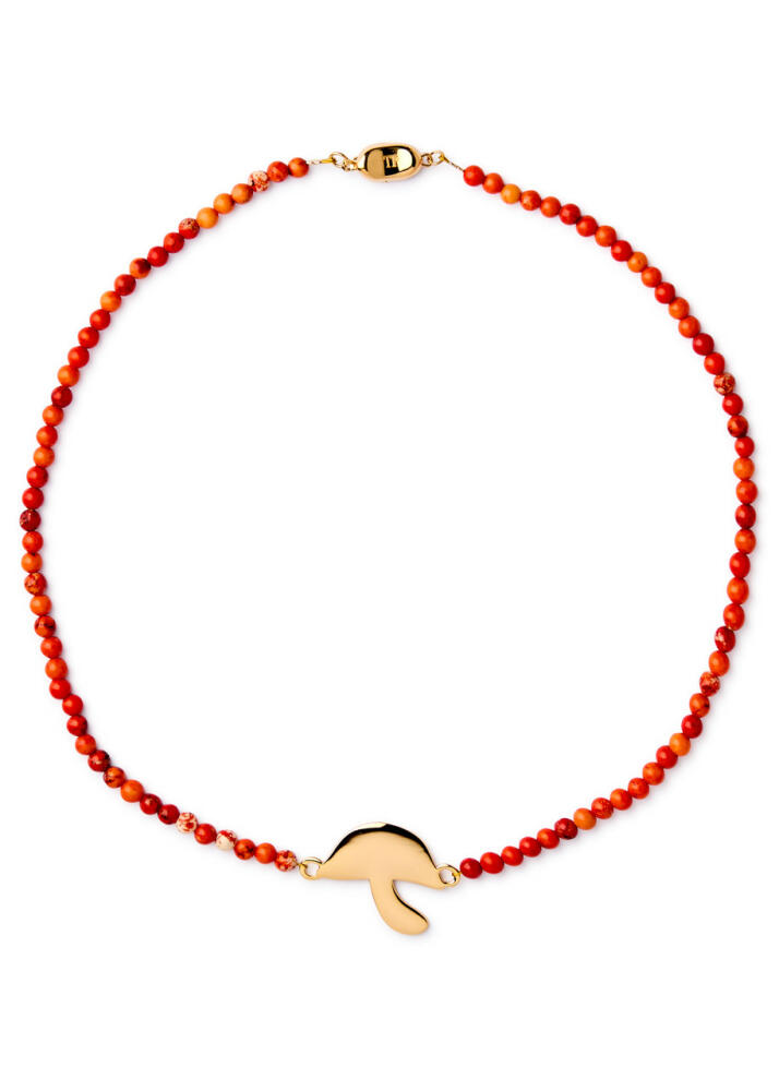 Timeless Pearly Mushroom 24kt Gold-plated and Beaded Necklace - Red Cover