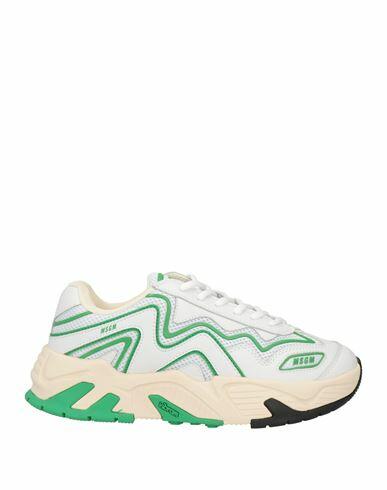 Msgm Woman Sneakers White Textile fibers, Leather Cover