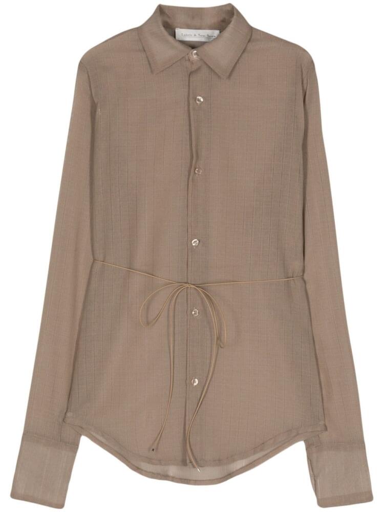 Ludovic de Saint Sernin semi-sheer striped shirt - Neutrals Cover