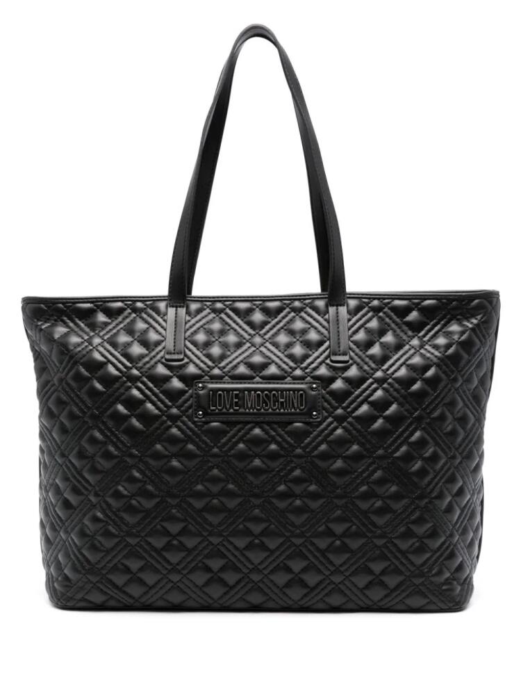 Love Moschino logo-plaque quilted tote bag - Black Cover