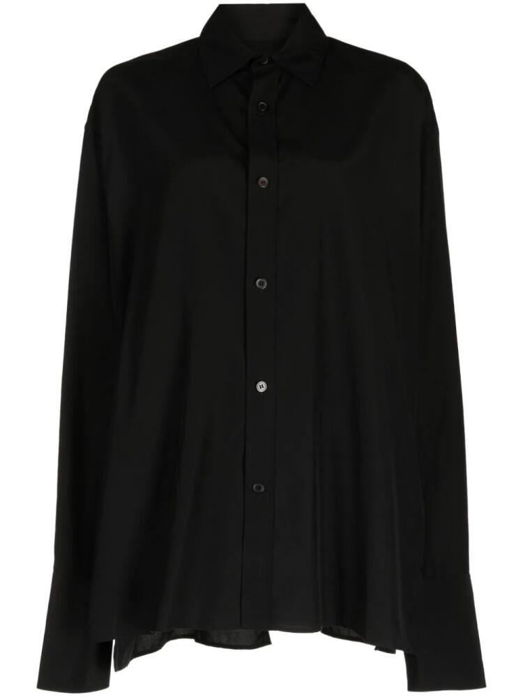 Yohji Yamamoto semi-sheer draped-panel shirt - Black Cover