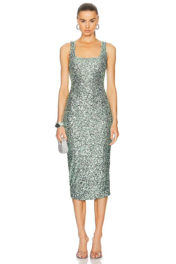 Moschino Jeans Sequins Sleeveless Midi Dress in Green Cover