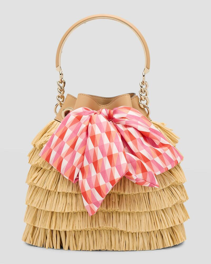 Jimmy Choo Bon Bon Fringe Raffia Bucket Bag Cover