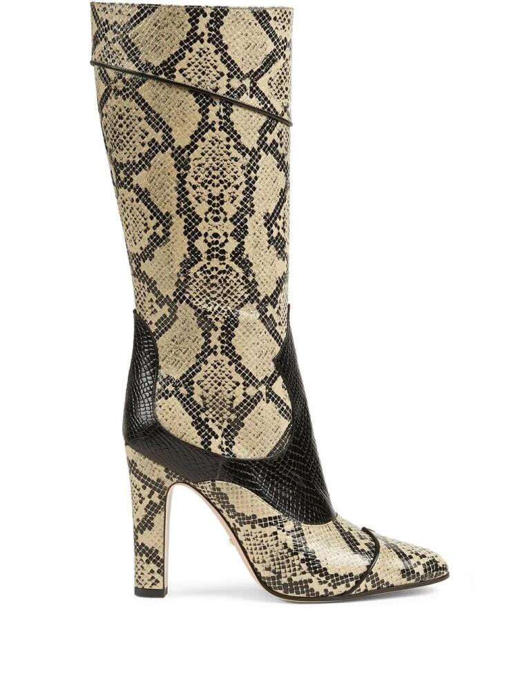 Gucci snakeskin-print leather boots - Neutrals Cover