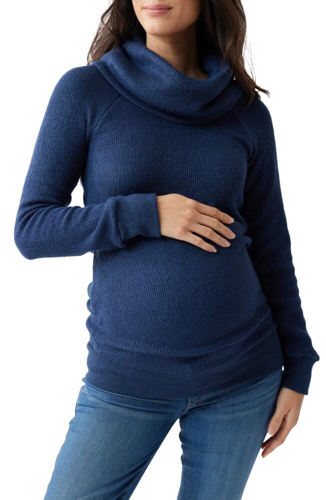 Ingrid & Isabel Cowl Neck Maternity Sweater in French Navy Cover