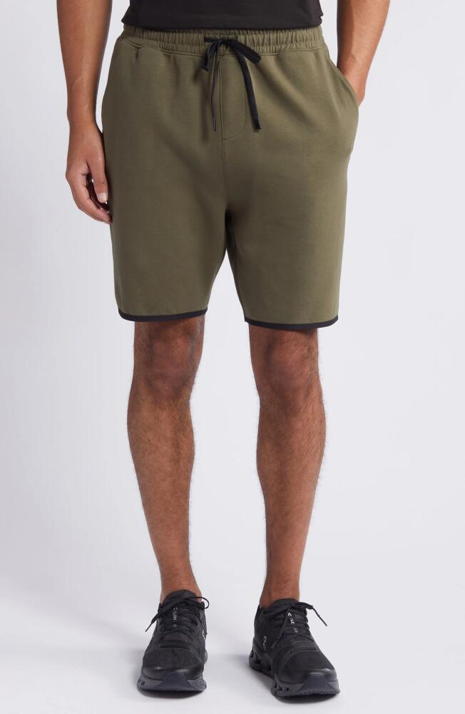 Zella Powertek Drawstring Shorts in Olive Night Cover