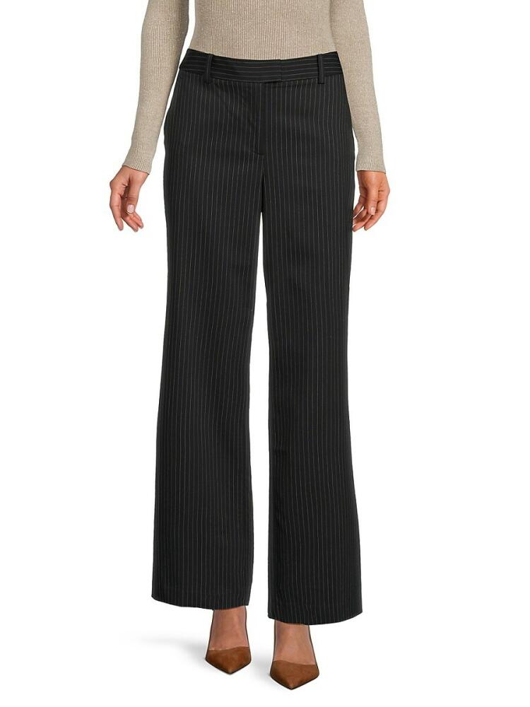 DKNY Women's Baxter Pinstripe Wide Leg Pants - Black Cover