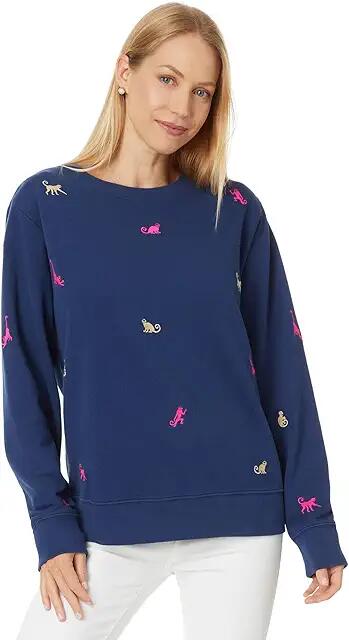 Lilly Pulitzer Ballad Long Sleeve Sweatshirt (Low Tide Navy Monkey Half Drop) Women's Sweater Cover