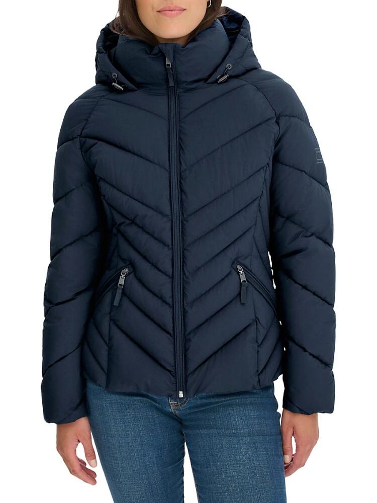 Tommy Hilfiger Women's Hooded Zip Up Puffer Jacket - Navy Cover